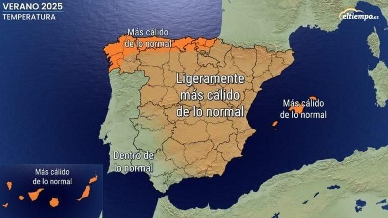 Anomalía de temperatura para este verano 2025.