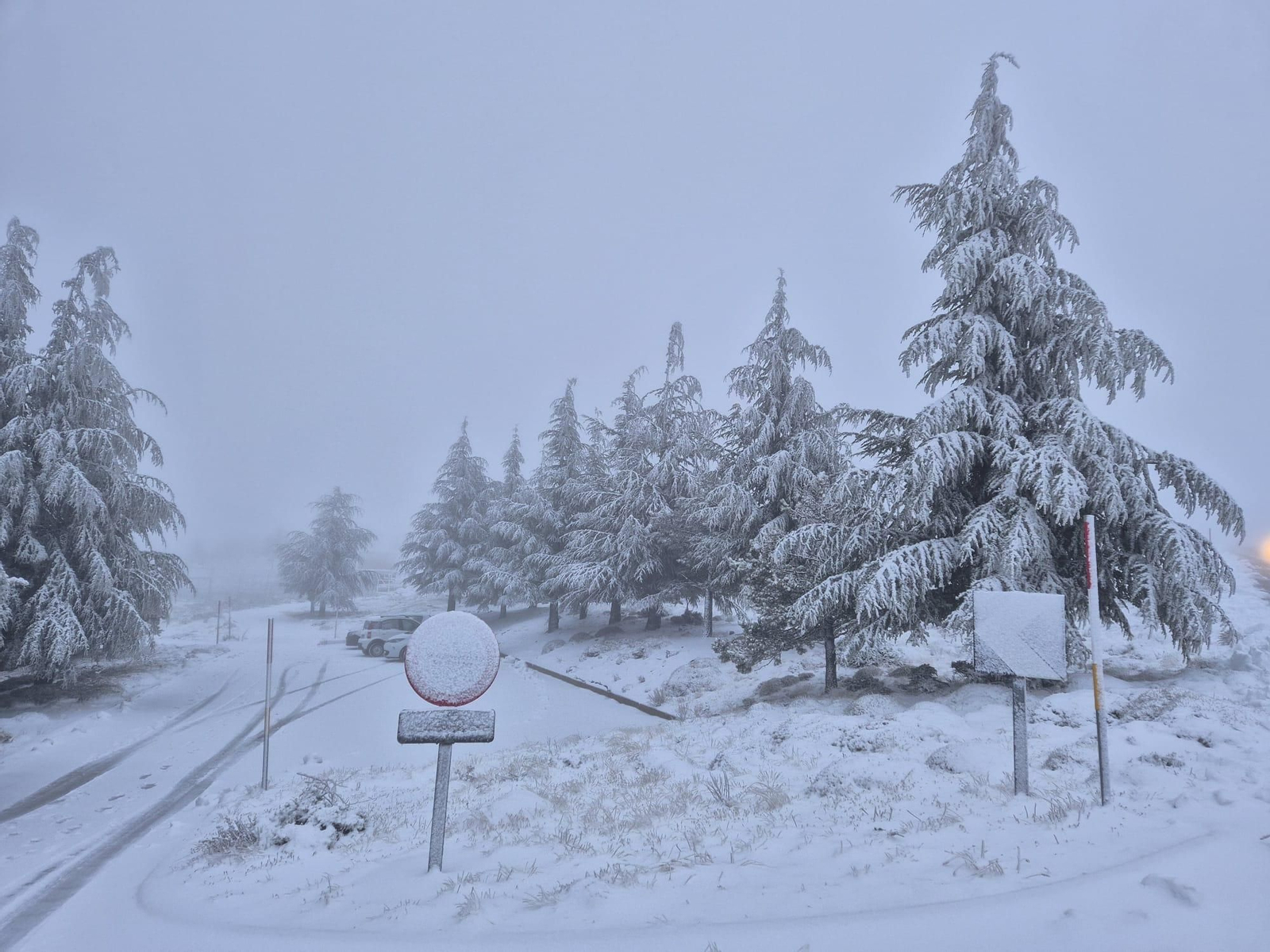 Estampa de la nevada en Calar Alto que se registró el pasado día 16. Se ha vuelto a repetir este domingo.