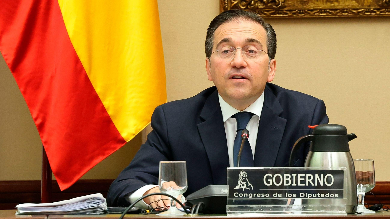 El ministro Albares, durante su comparecencia