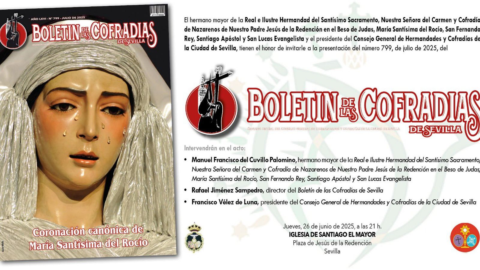 Portada del Boletín de las Cofradías de este próximo mes