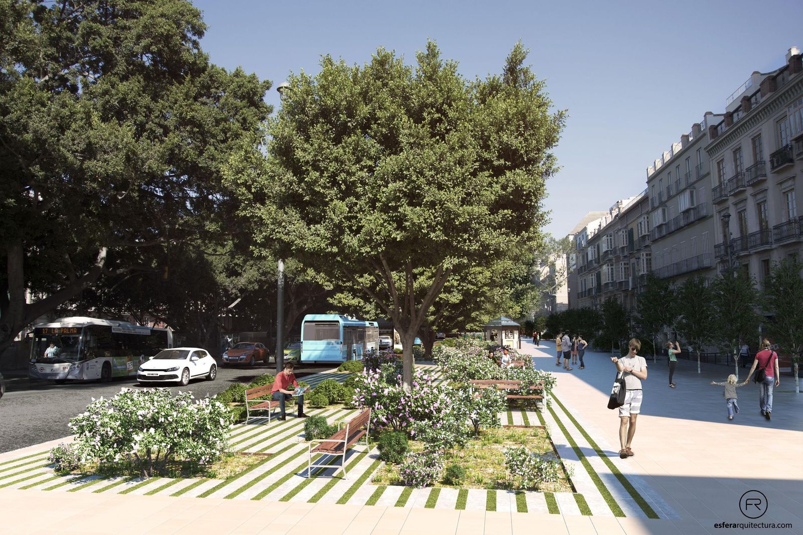 Recreación de la reurbanización de la Alameda Principal.