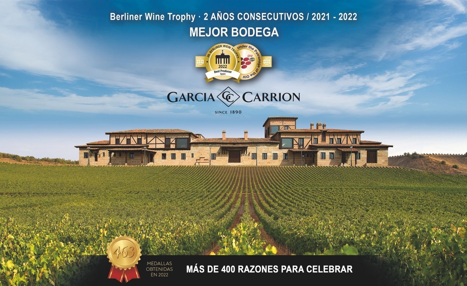 Imagen tras conseguir el Berliner Wine Trophy por García Carrión.