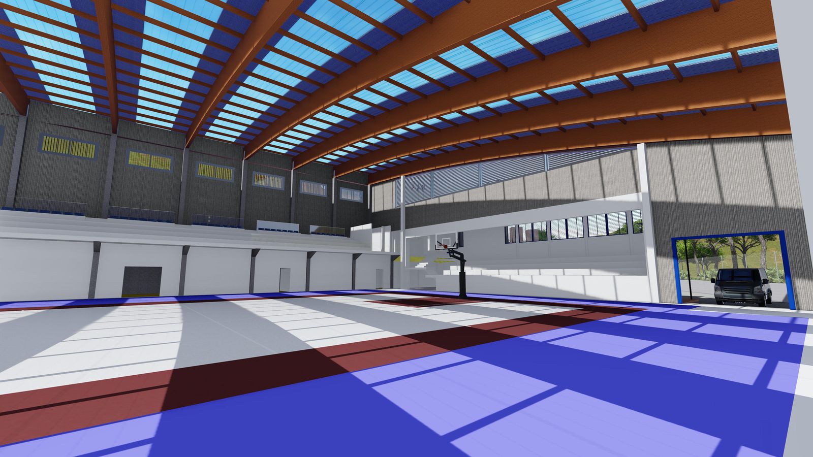 El interior del polideportivo.