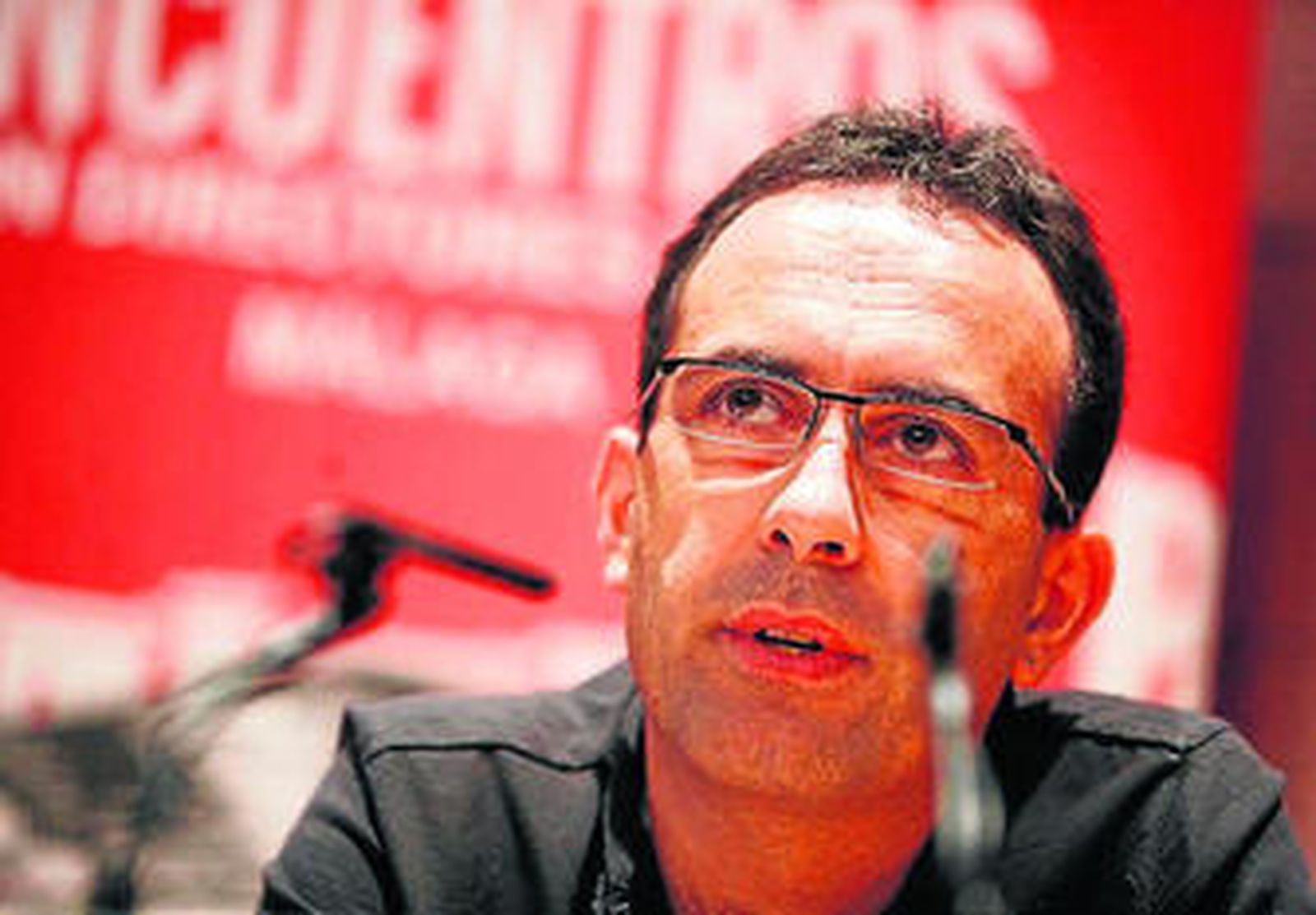 Patxi Amezcua, ayer, en la sede de Unicaja en Málaga.