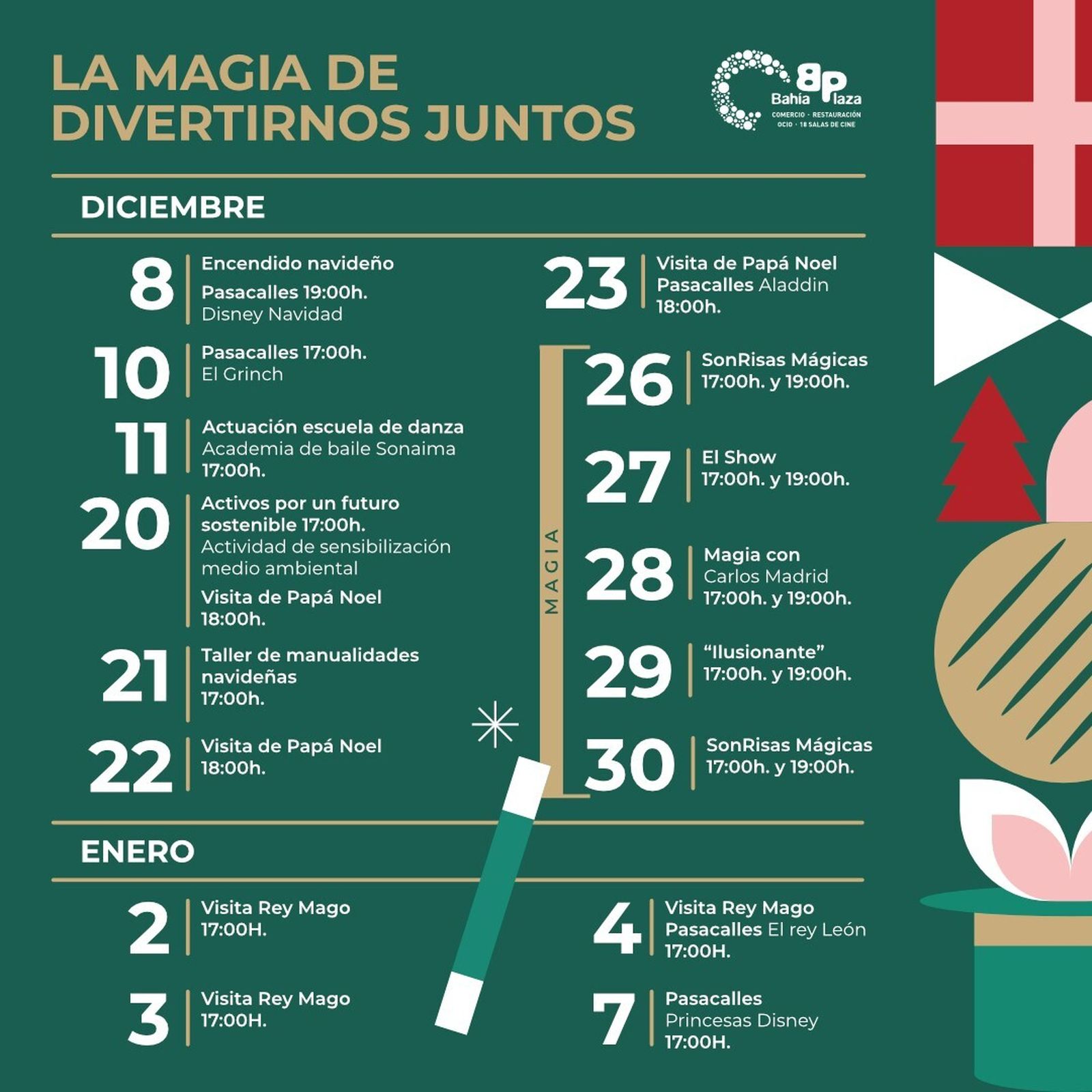 Programación de Navidad del Centro Comercial Bahía Plaza.