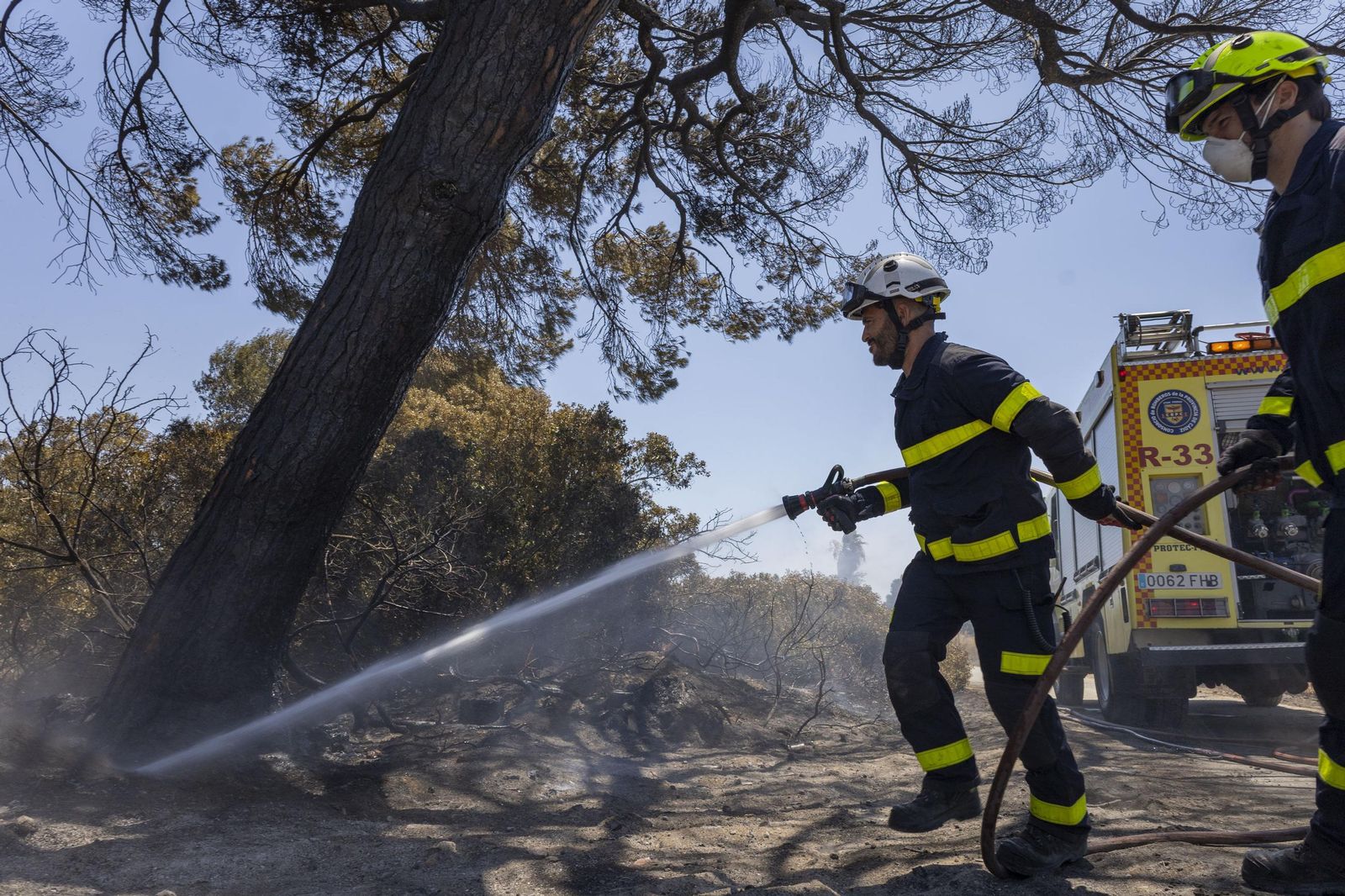 Las imágenes del incendio declarado junto a Roche, en Conil