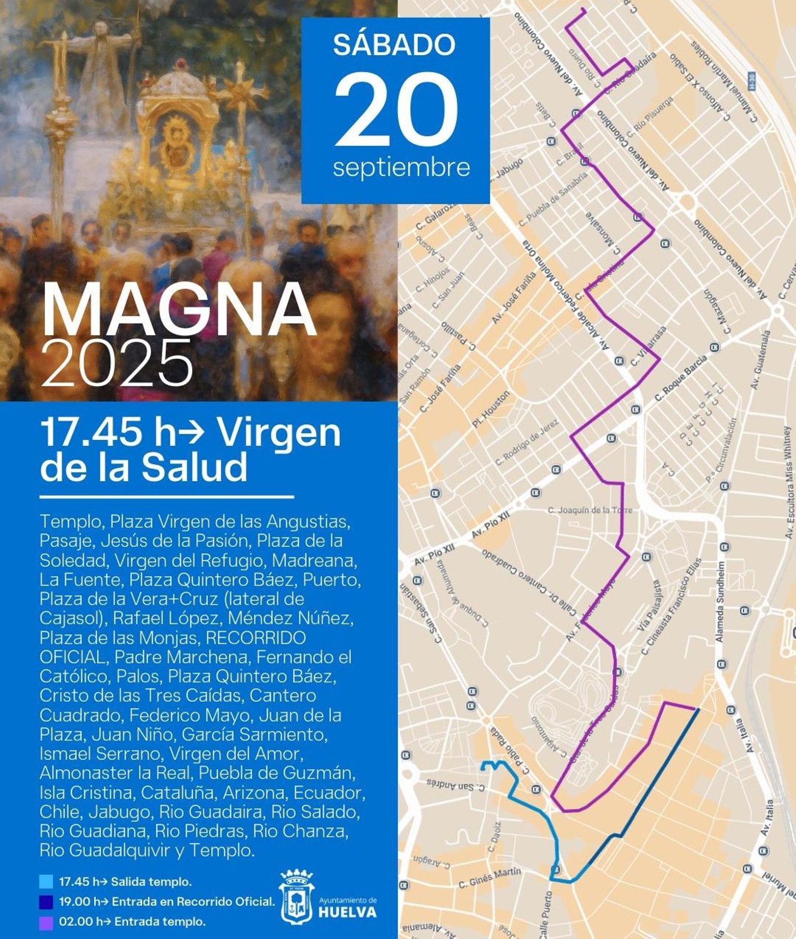 Recorrido de Nuestra Señora de la Salud para la Magna Mariana.