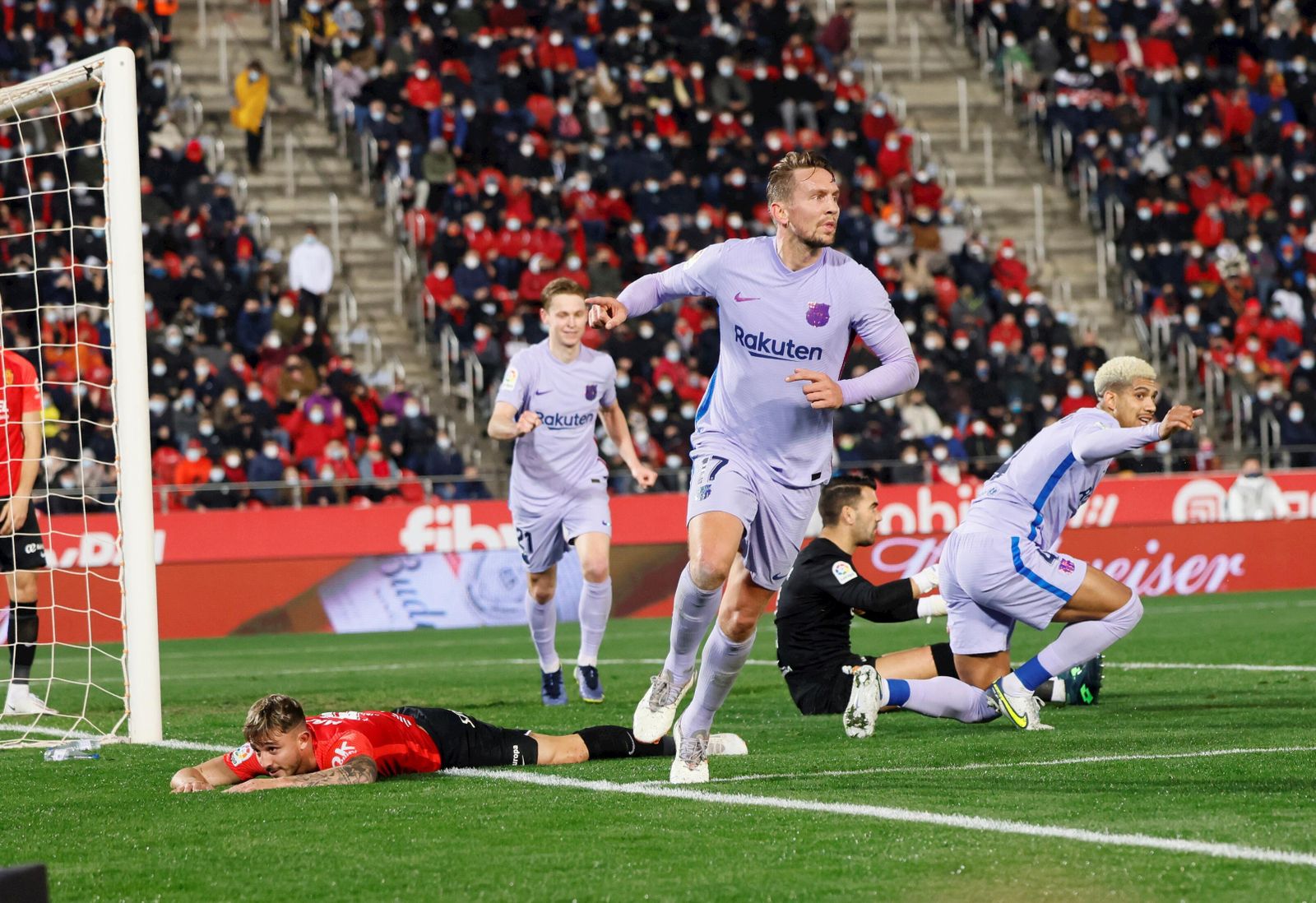 Luuk De Jong celebra el gol que marcó en Mallorca.