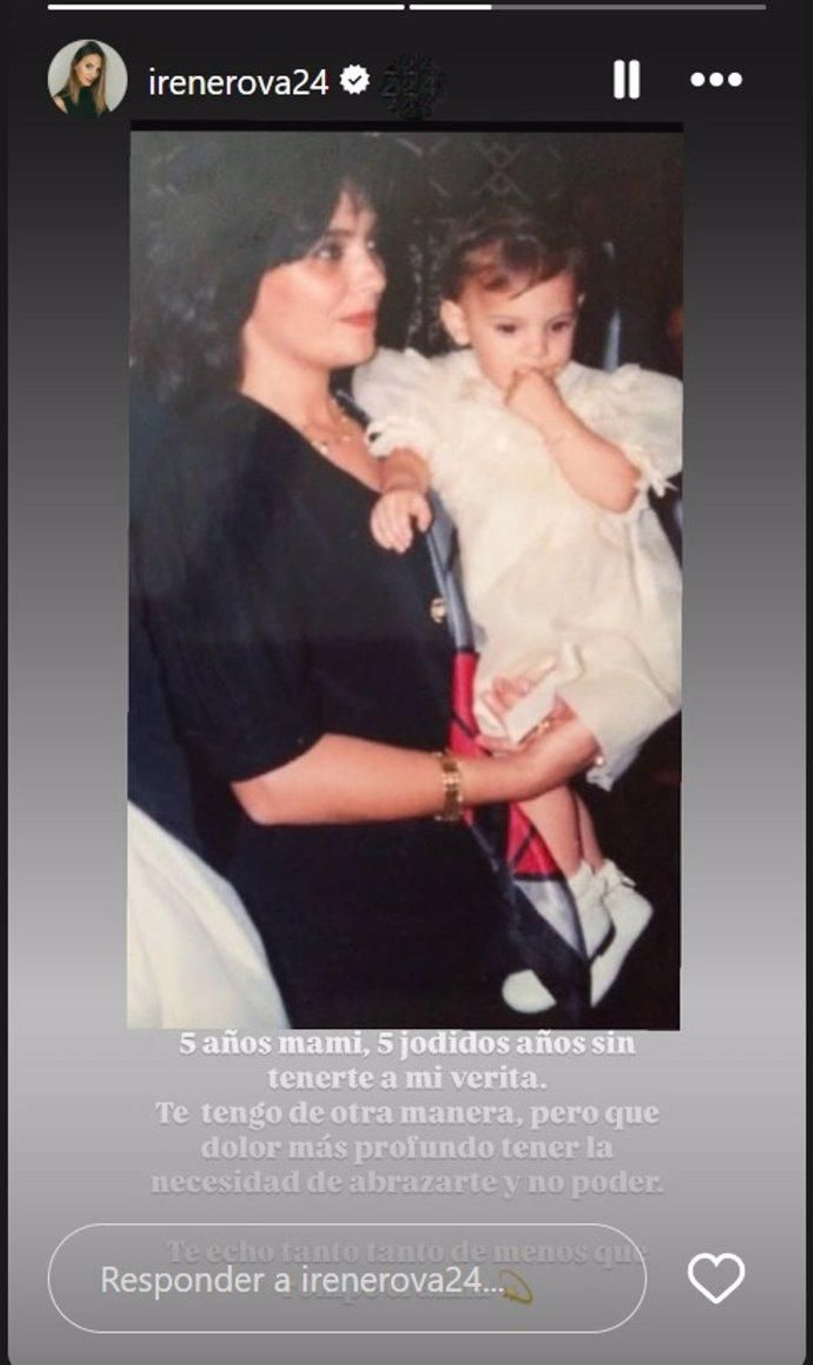 Historia de Irene Rosales en Instagram