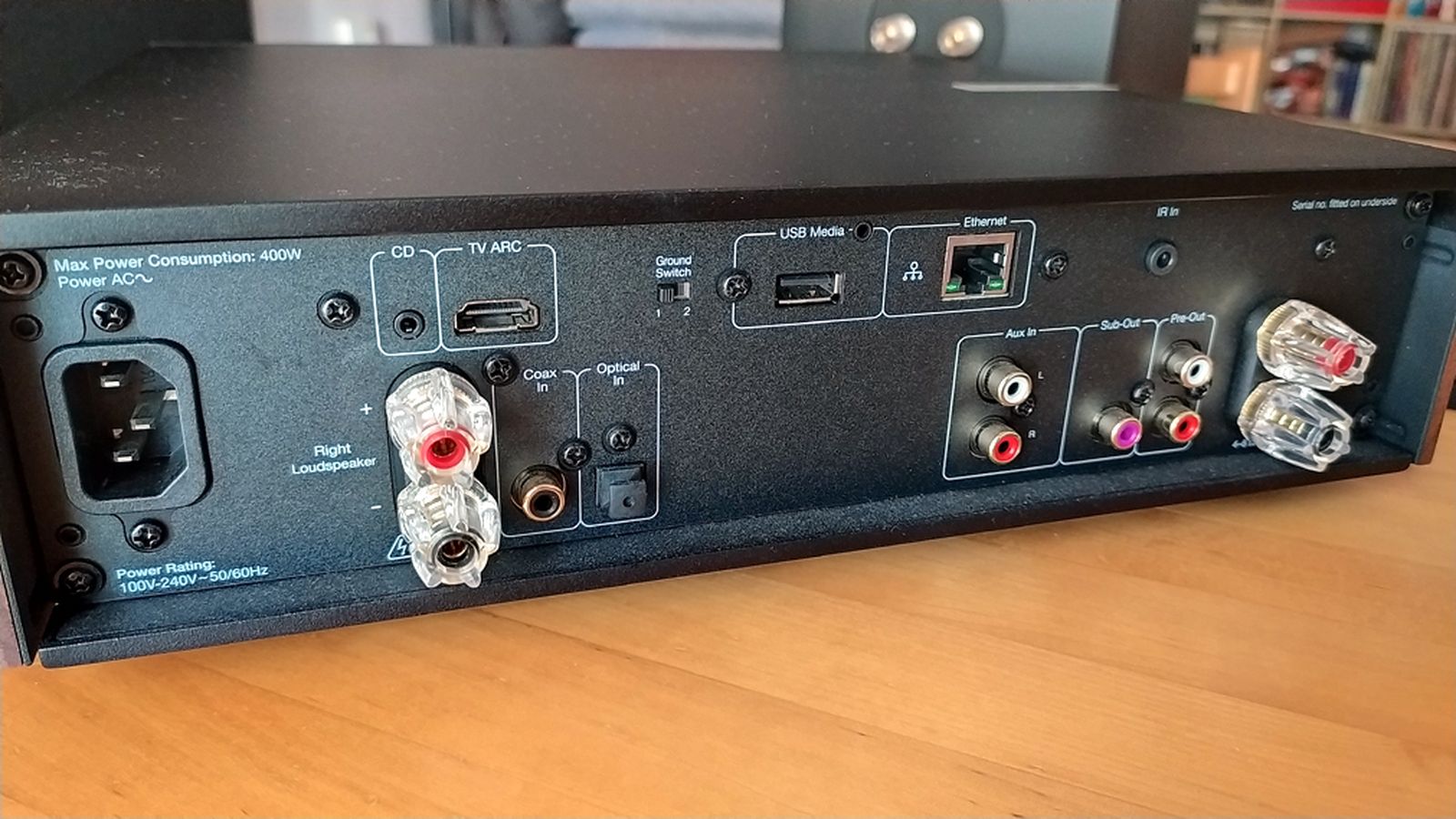 Conectores del reproductor Evo 75 de Cambridge Audio