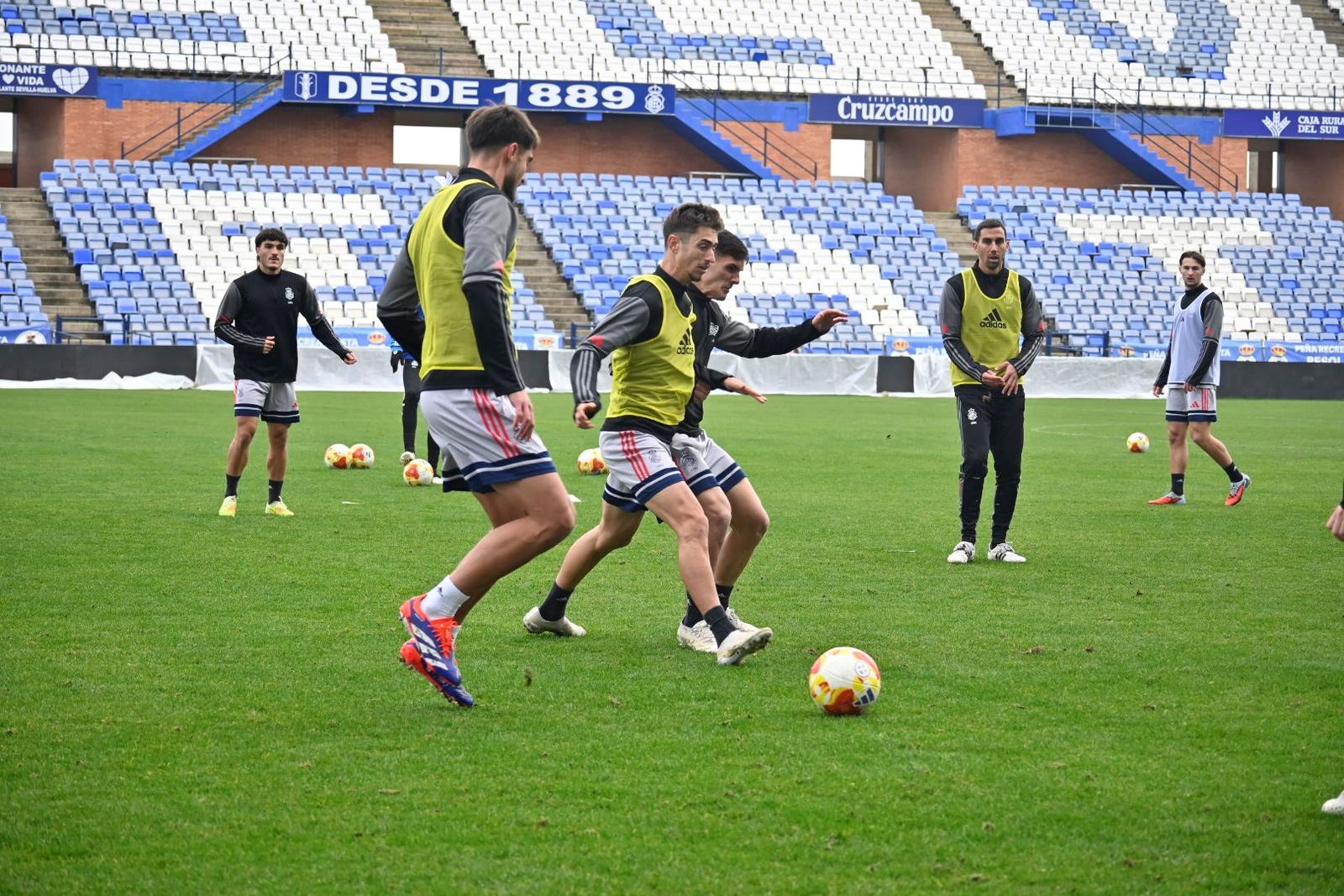 Entrenamiento en el Nuevo Colombino la semana pasada.