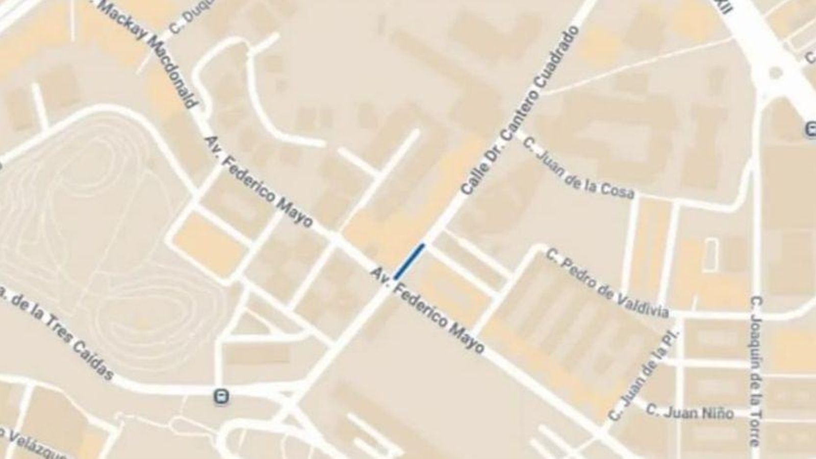 Aviso del corte en el tráfico de la calle Doctor Cantero Cuadrado