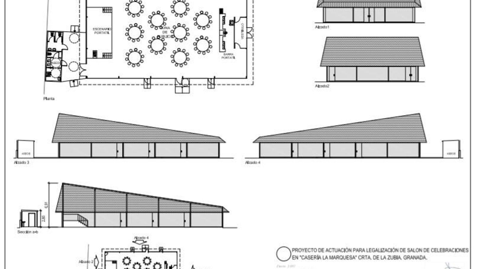 Plano del salón en el proyecto de legalización.
