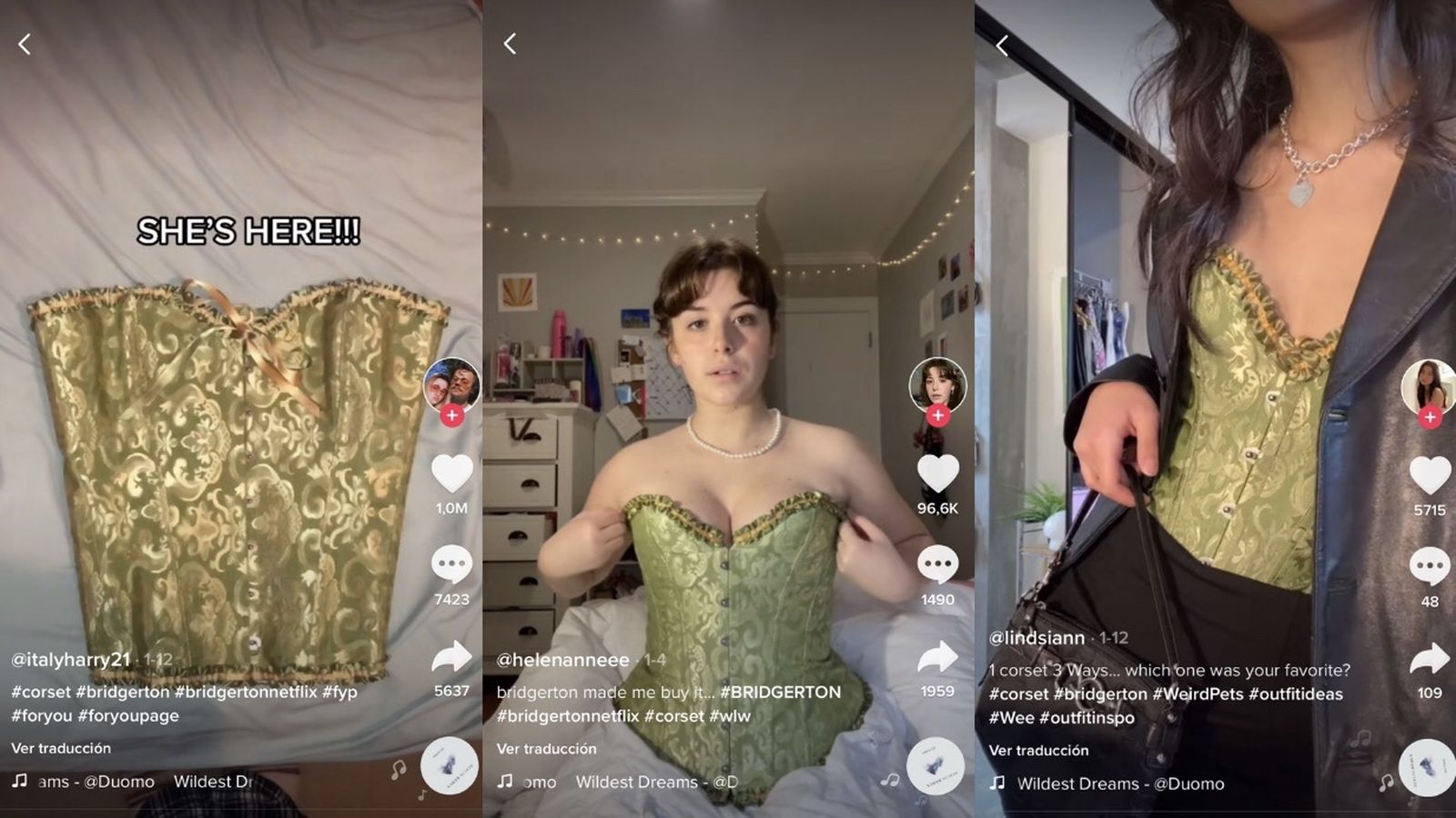 El corsé verde de The Bridgerton.