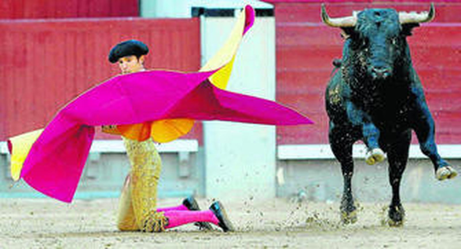 Juan Millán a porta gayola, ayer en la plaza de toros de las Ventas.