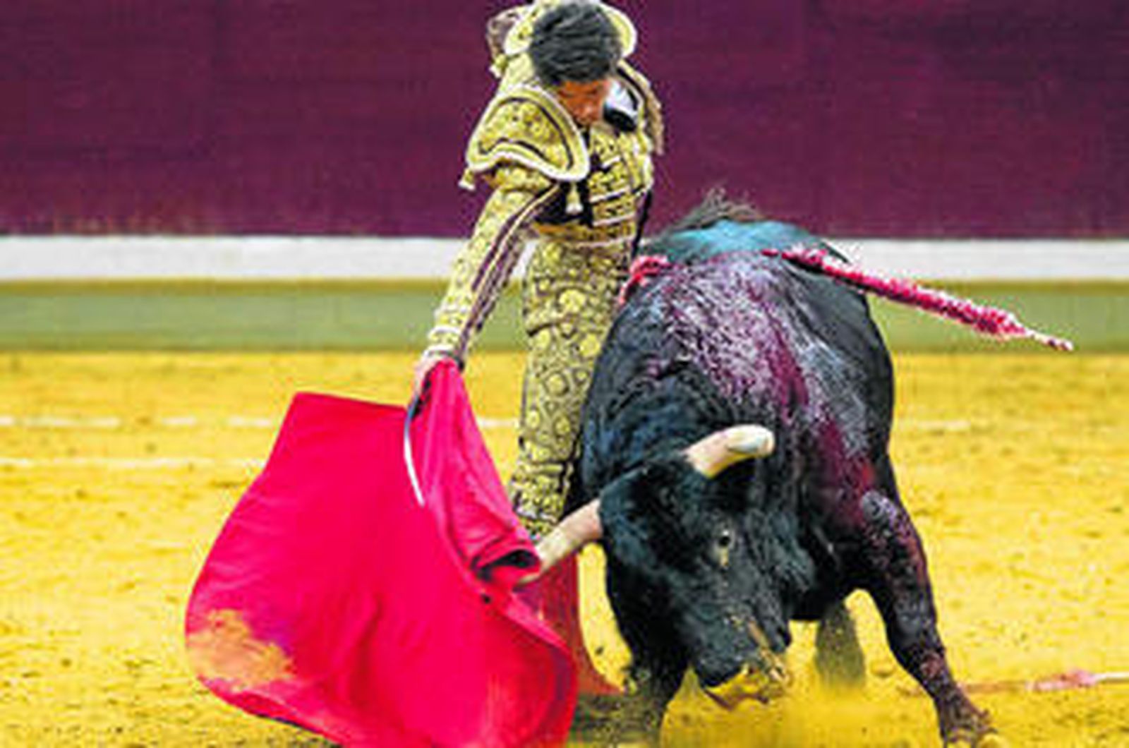 Sebastián Castella, en un derechazo al sexto toro de la tarde, al que cortó una oreja.