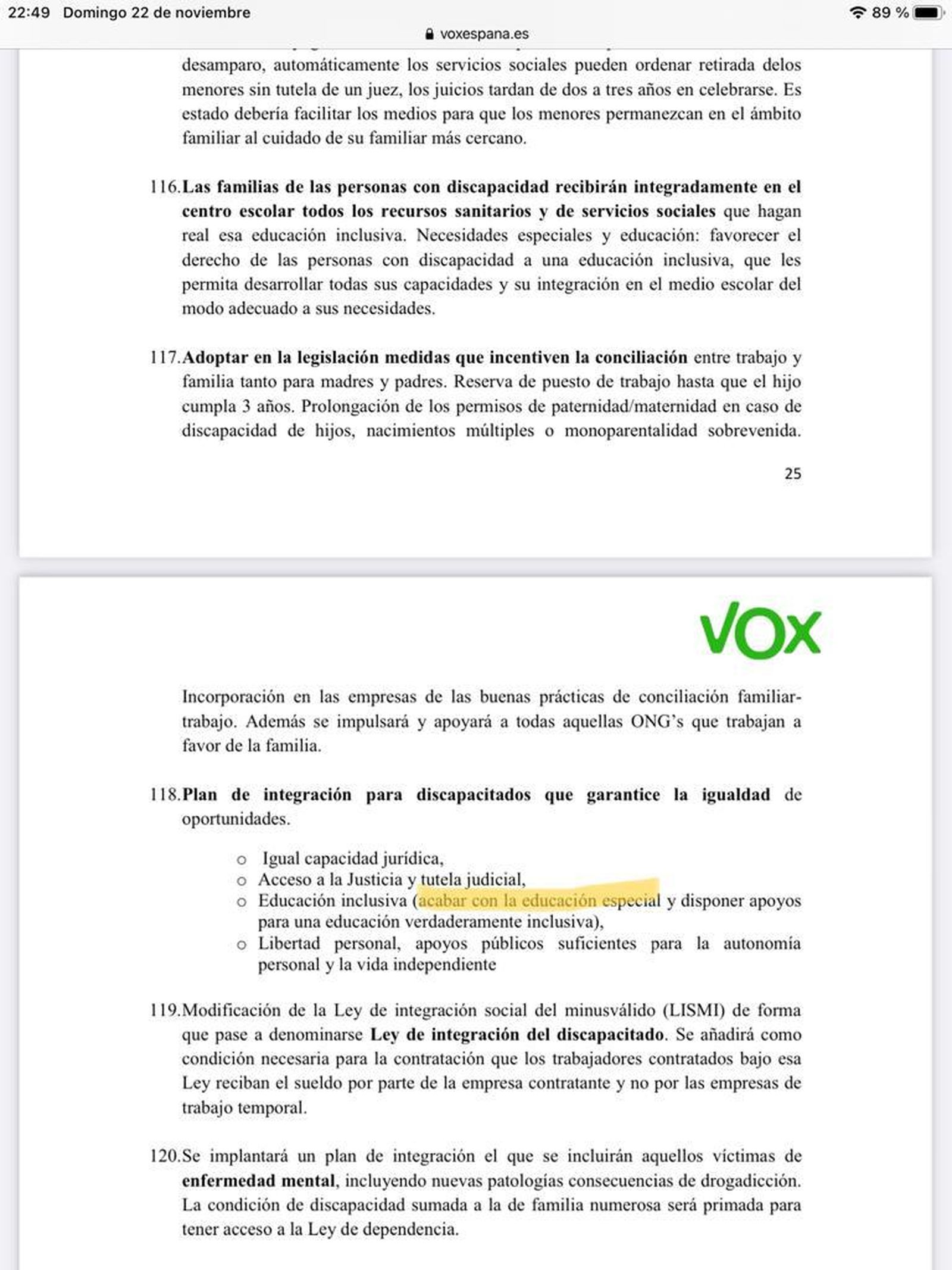 Captura Programa Electoral VOX