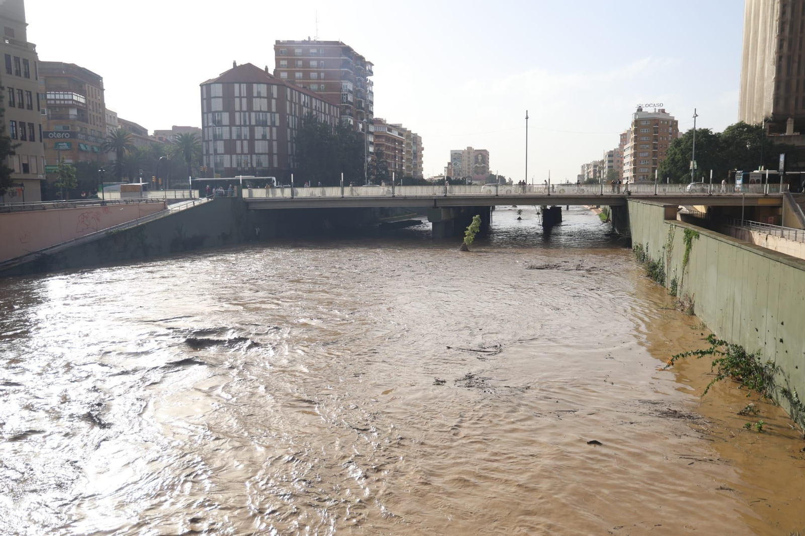 El río Guadalmedina, este viernes.
