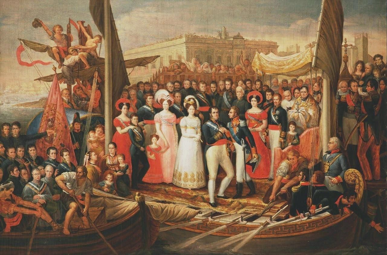 Desembarco de Fernando VII en El Puerto tras haber sido ‘liberado’ de su ‘cautiverio’ en Cádiz, por José Aparicio. Desembarco de Fernando VII en El Puerto tras haber sido ‘liberado’ de su ‘cautiverio’ en Cádiz, por José Aparicio.