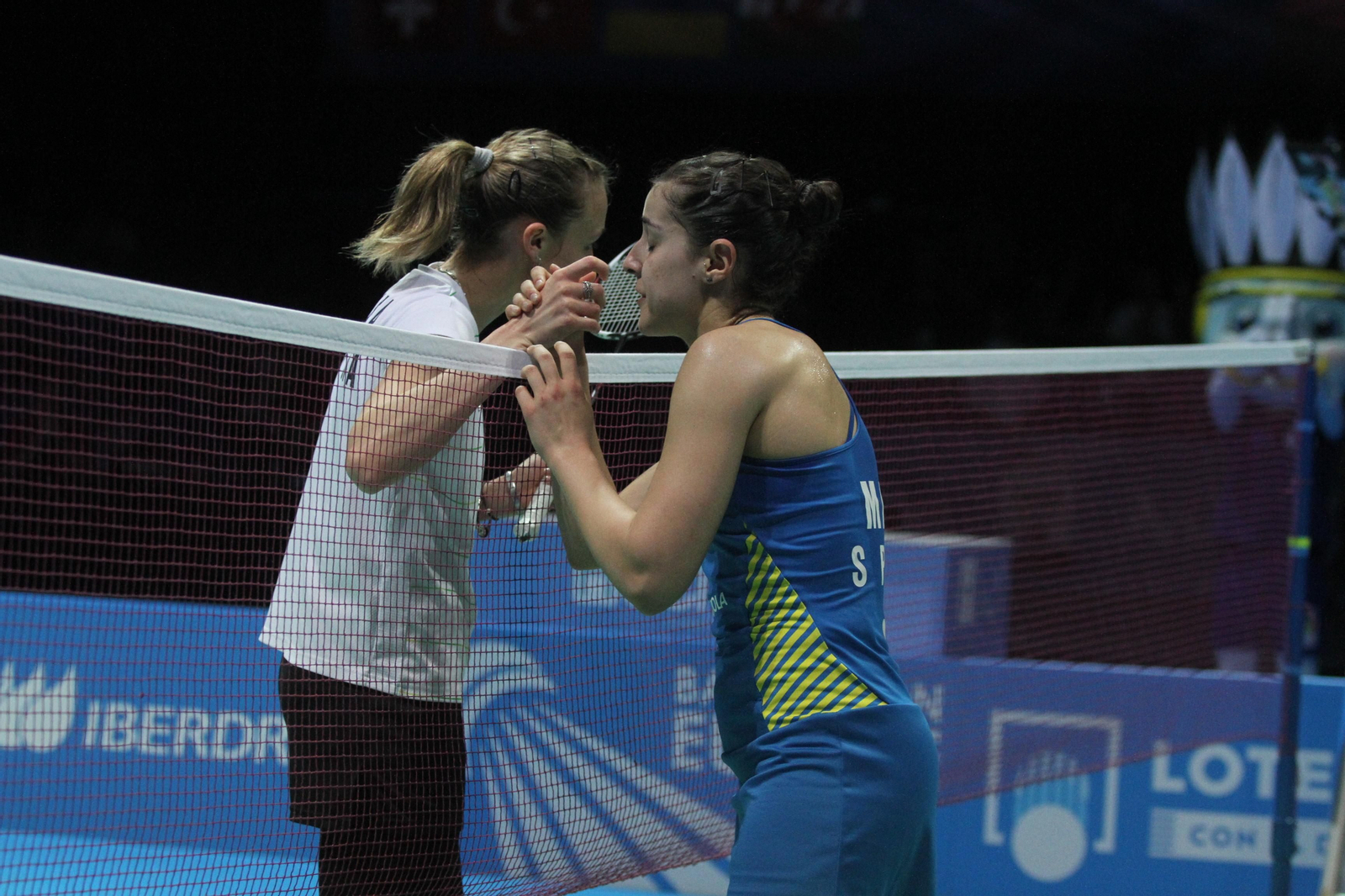 Partido y victoria de Carolina Marín en el Europeo de Bádminton celebrado en Huelva