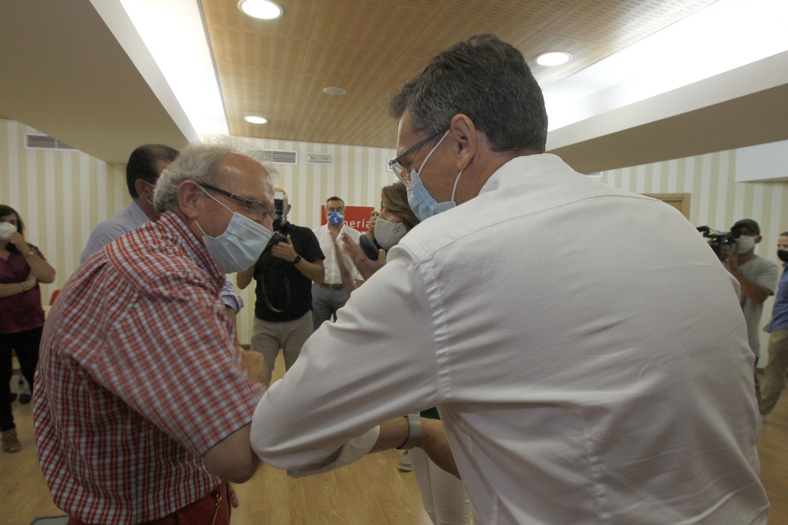 Reunión de Susana Díaz con los alcaldes socialistas del Poniente almeriense, por los rebrotes de la COVID-19