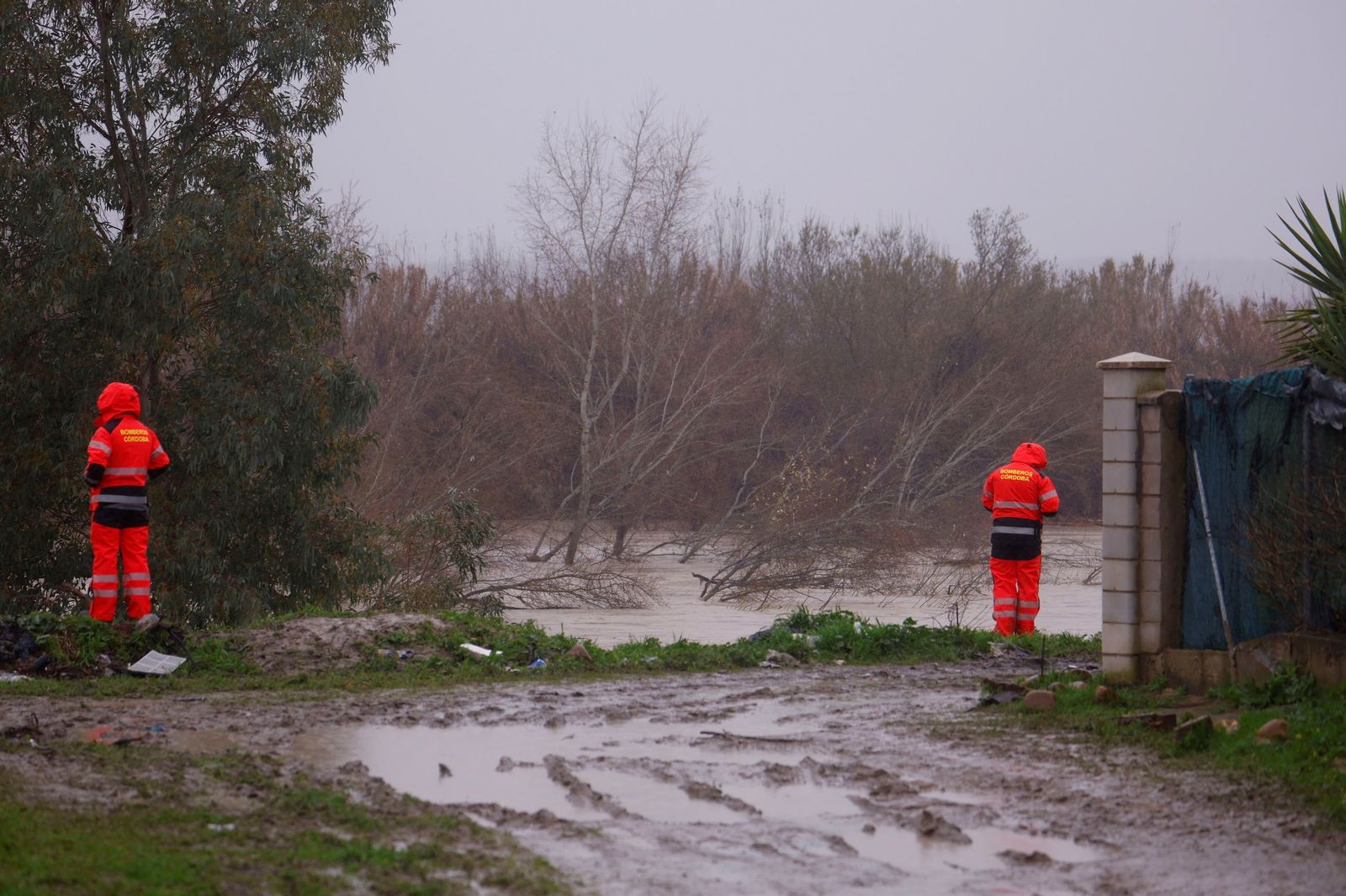 Los vecinos de la parcelación de Guadalvalle de Córdoba miran con temor la crecida del Guadalquivir