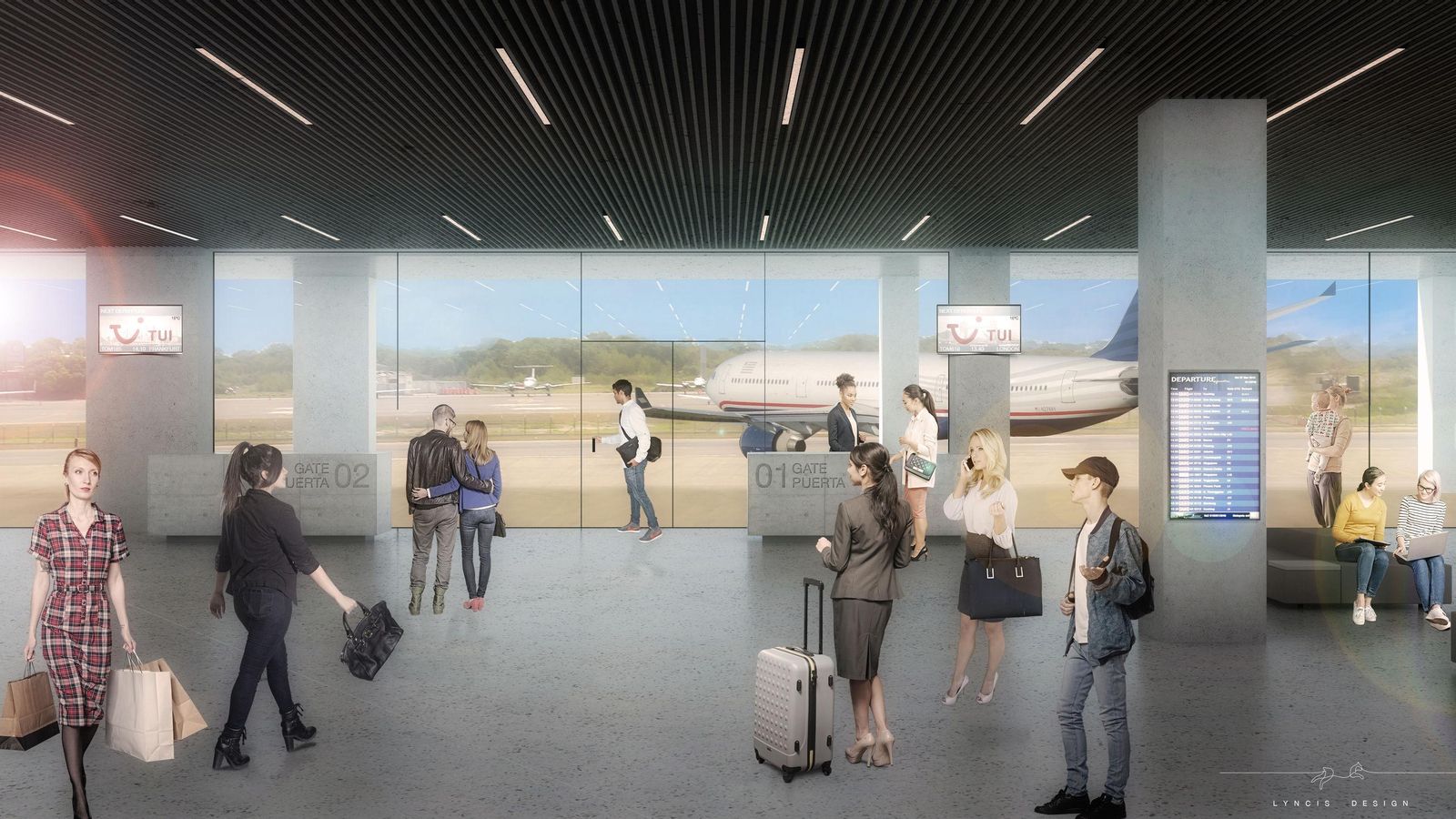 Imagen virtual del proyecto del aeropuerto Cristóbal Colón de Huelva.