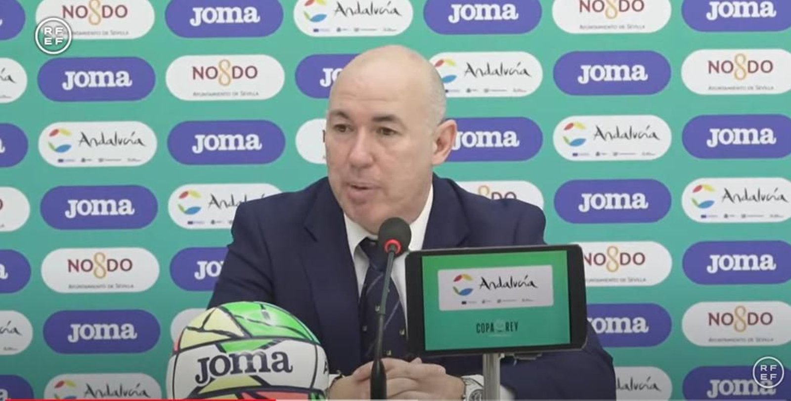 Dani Rodríguez, en la rueda de prensa post-partido tras la semifinal.
