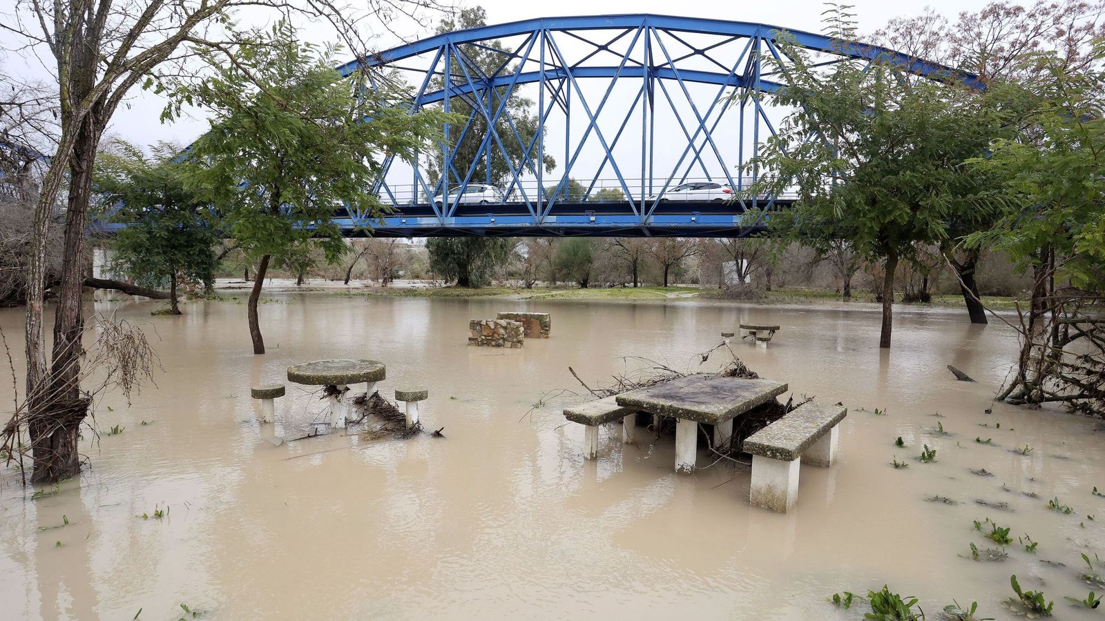Zona de área de picnic inundada, días atrás, en La Barca.