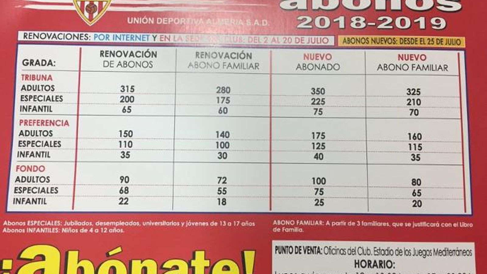 Campaña de abonos del Almería.
