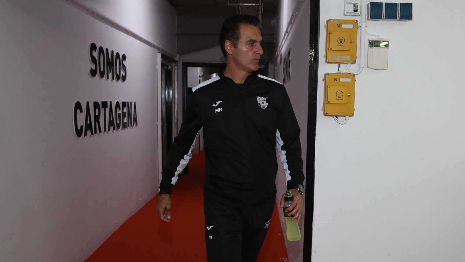Manolo Ruiz en la sala de prensa de Cartagonova, donde el CD El Ejido perdió 3-0 el domingo.