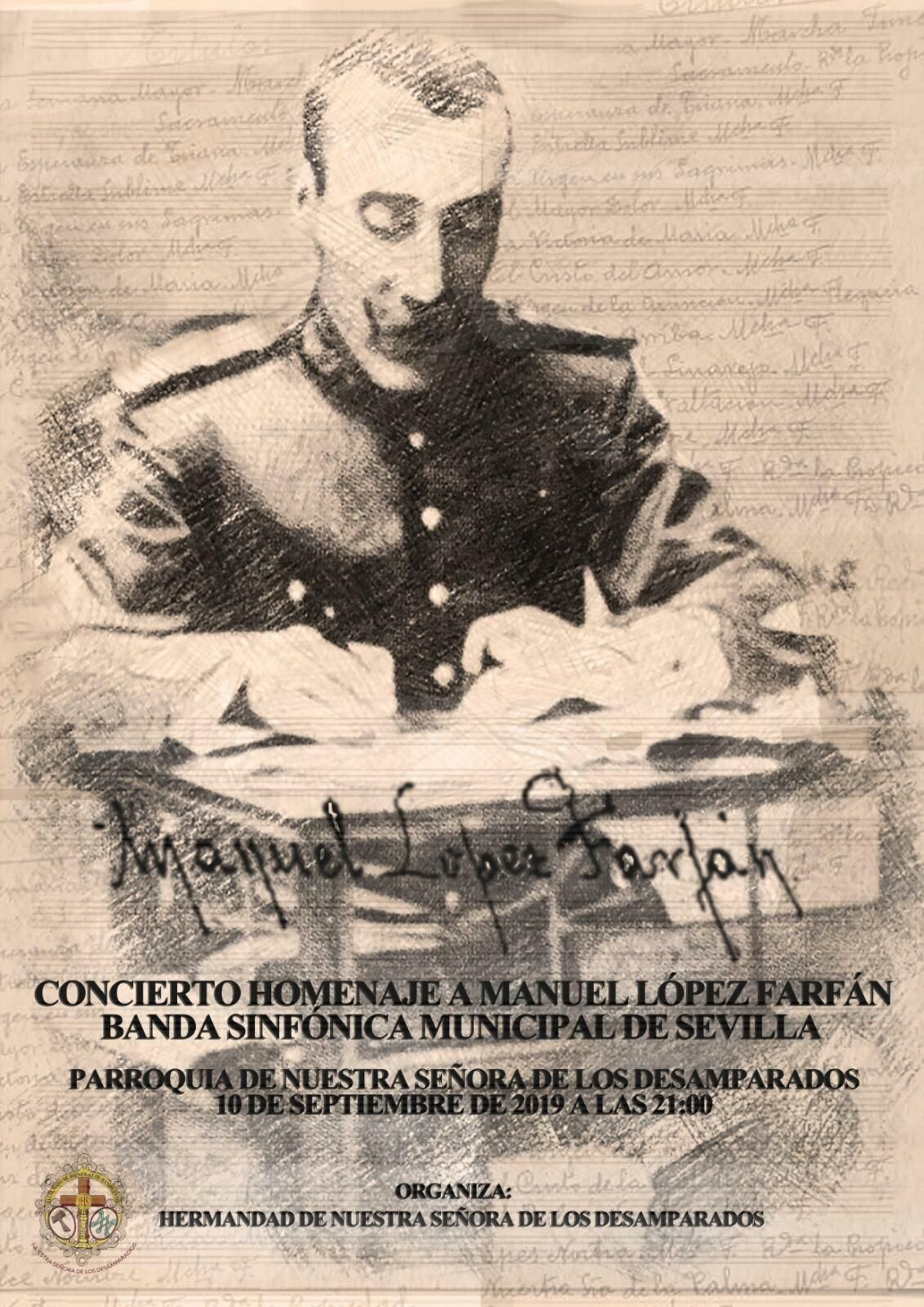 Cartel del homenaje a López Farfán en el Parque Alcosa