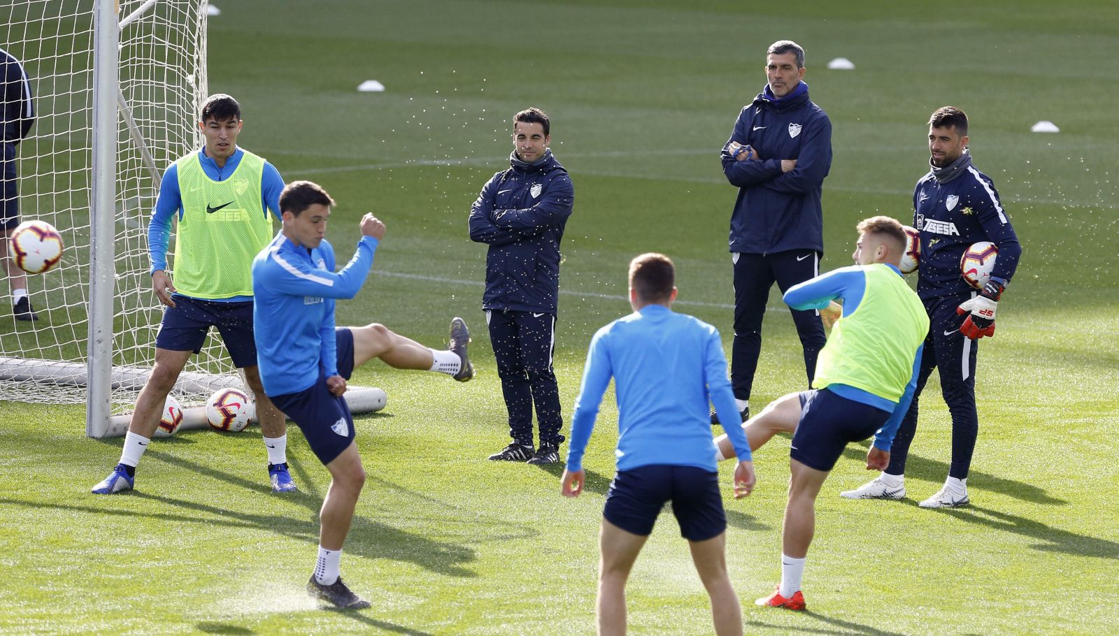 Javi Ontiveros, en un ejercicio durante el entrenamiento de esta mañana.