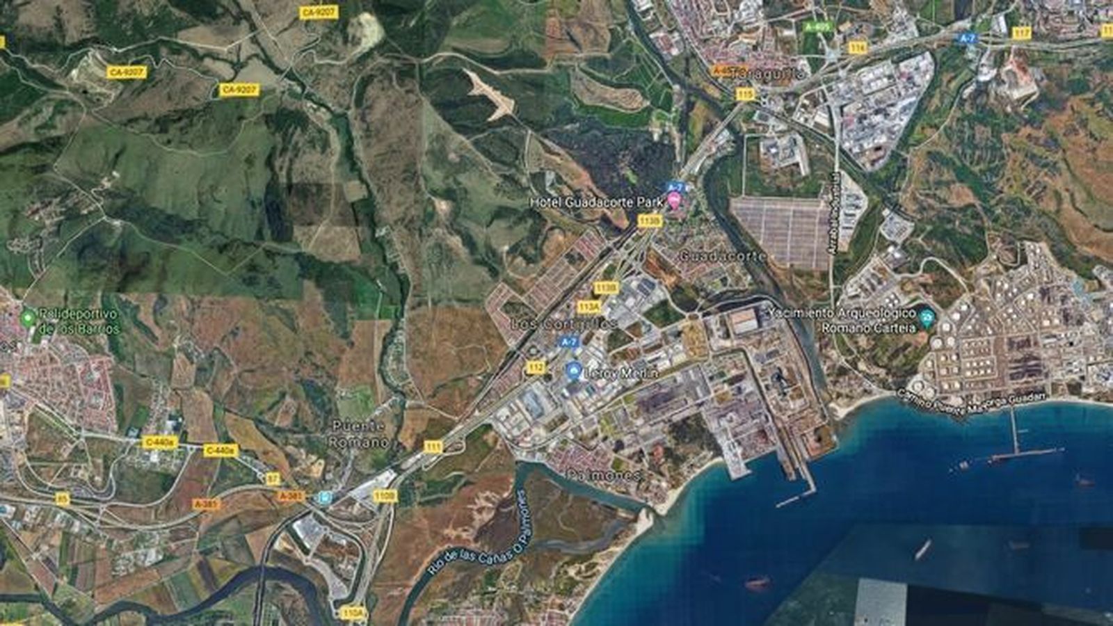 Imagen satélite de la Autovía A-7 vía donde se ha producido la colisión.