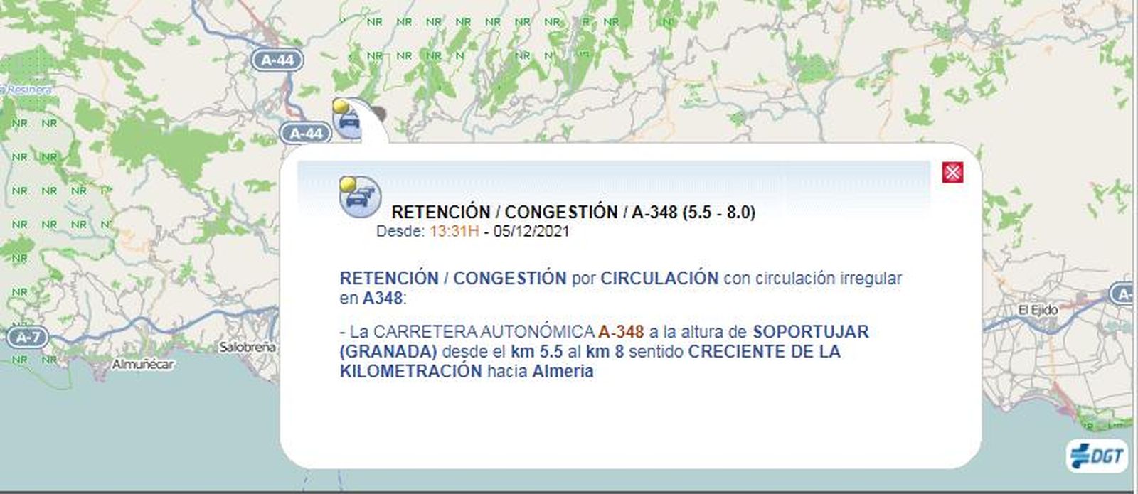 Advertencia de la DGT.