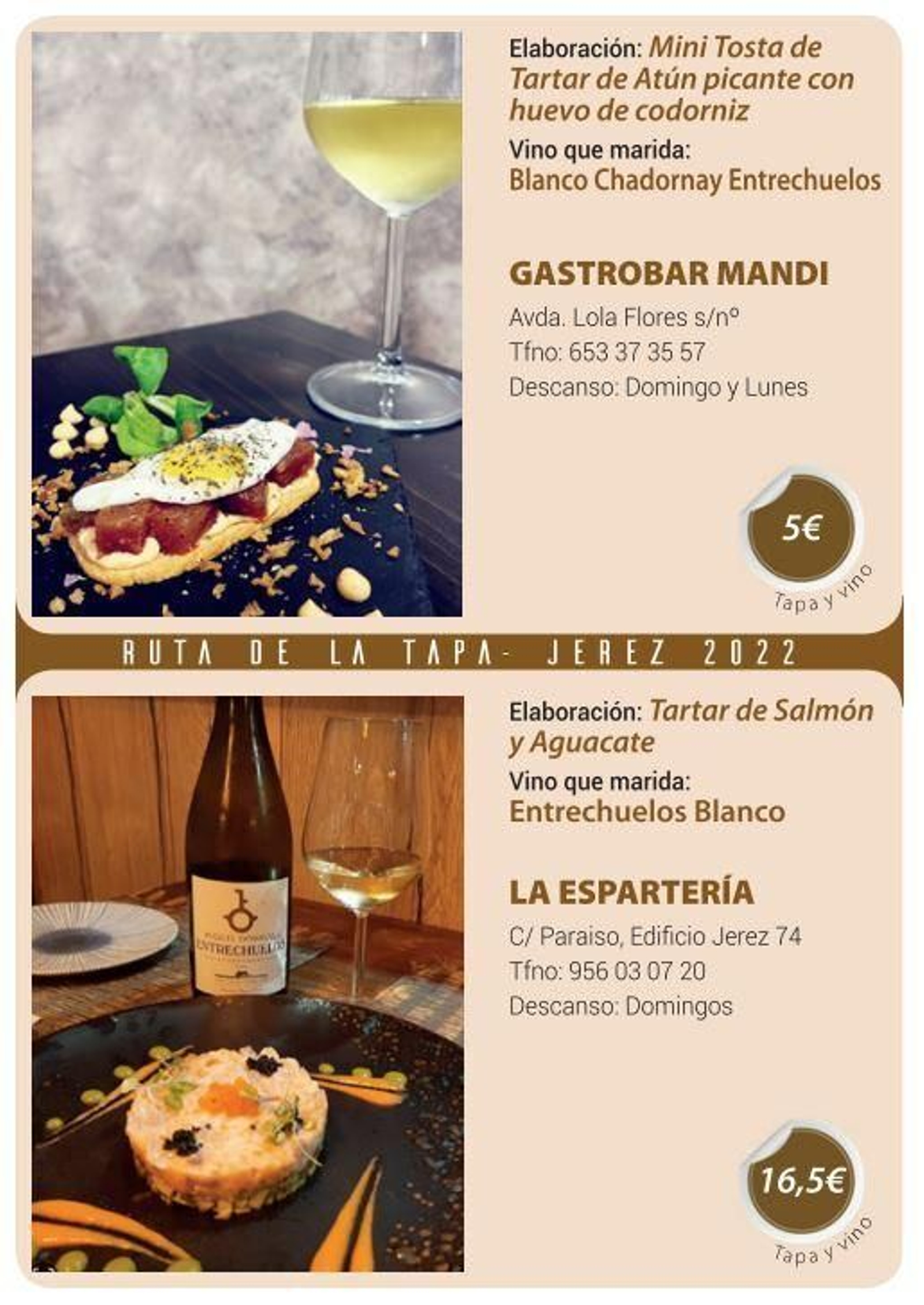 Ruta de la Tapa 'DesTapa Jerez': establecimientos, tapas maridadas y precios