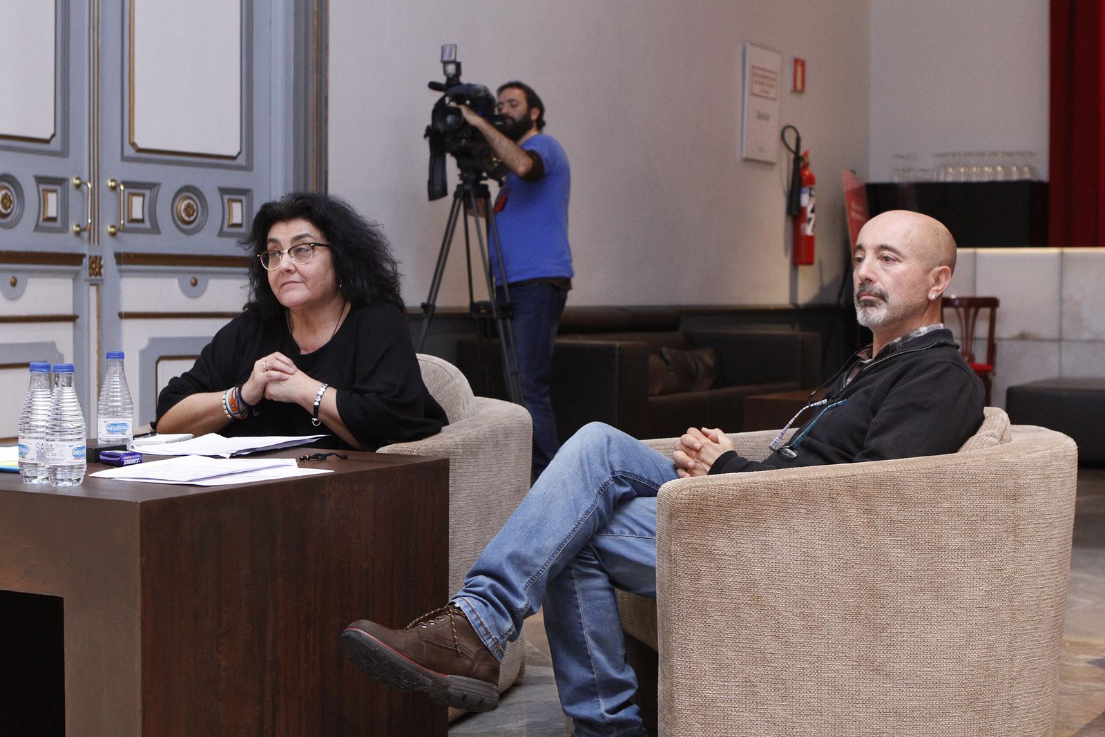 Mercedes León y Paco Bernal, durante el casting.