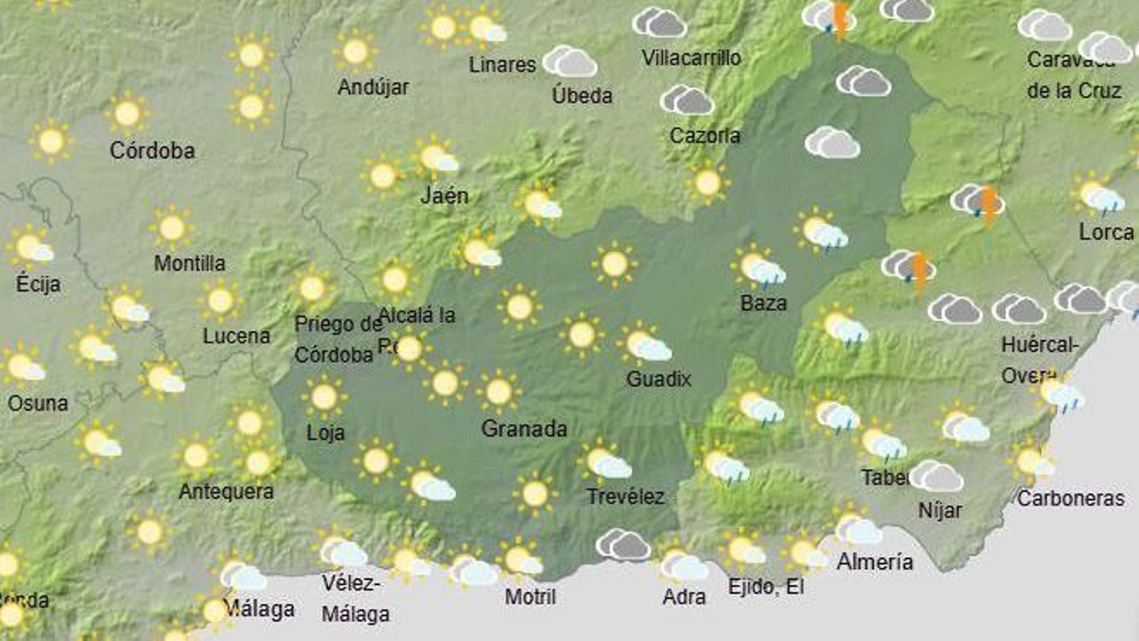 El Tiempo en Granada el 24 de julio de 2025