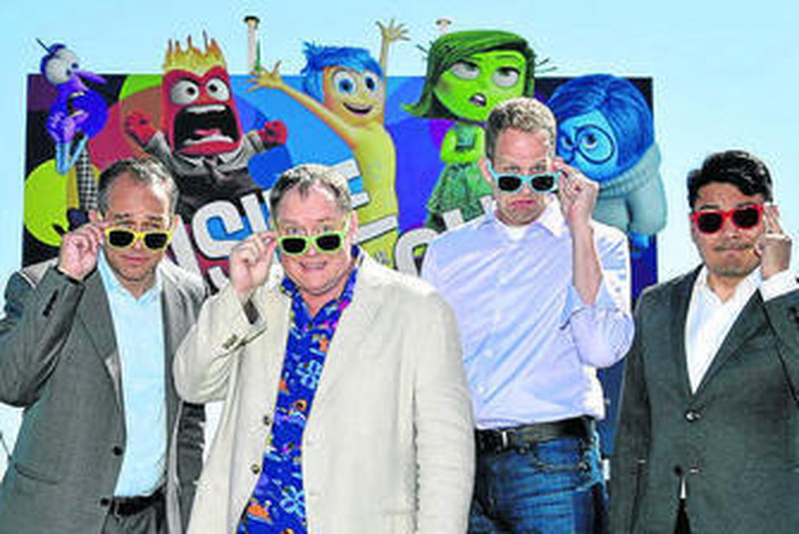El equipo de 'Inside Out', con John Lasseter y Pete Docter en el centro.