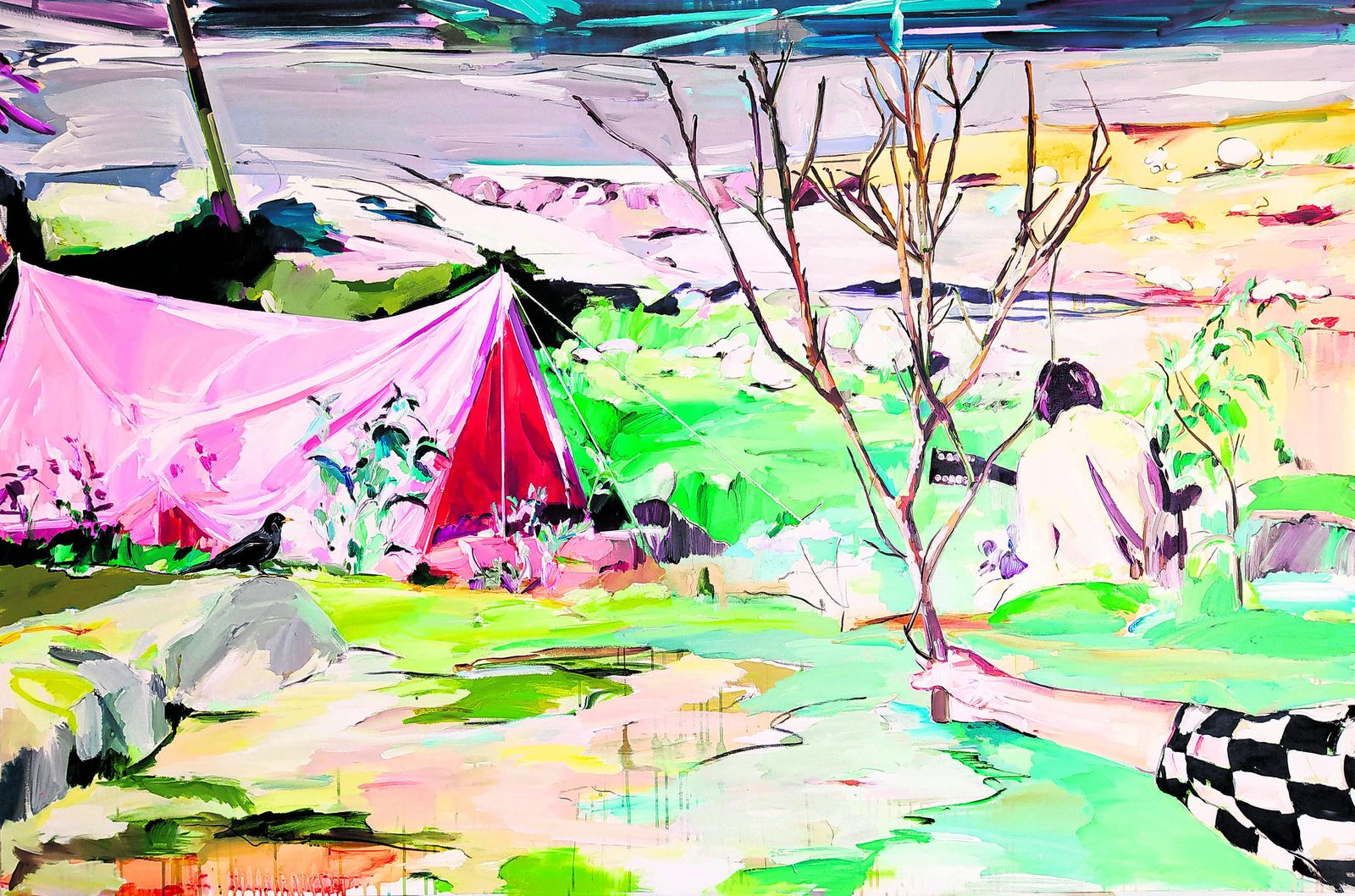 'La naturaleza del simulacro', acrílico y carbón sobre lienzo.