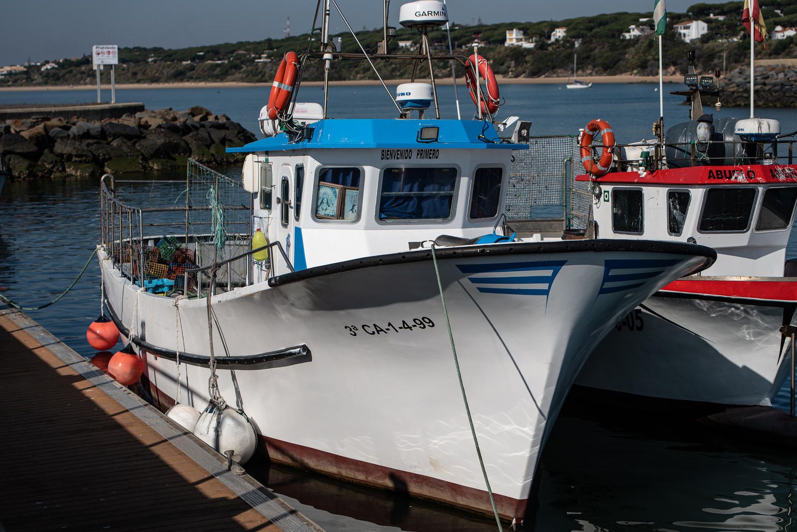 El 'Bienvenido Primero', en el puerto de Mazagón el miércoles.
