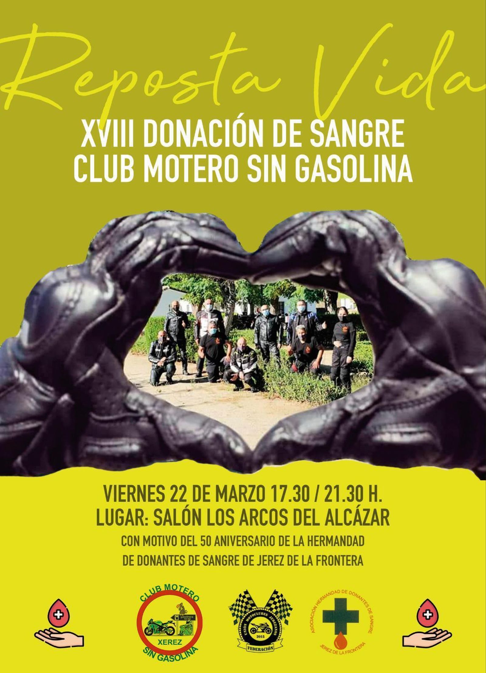 Cartel de la colecta de sangre del Club Motero Sin Gasolina Xerez