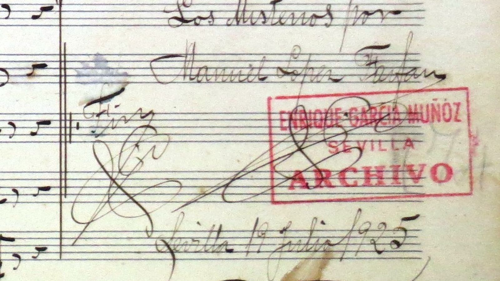 Fragmento de la partitura hallada