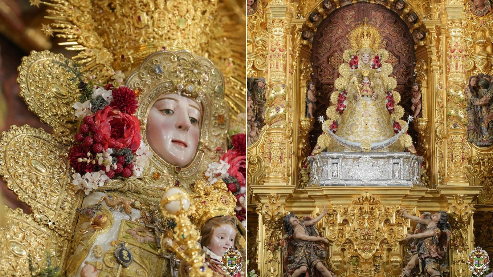 La Virgen del Rocío ataviada para Navidad.