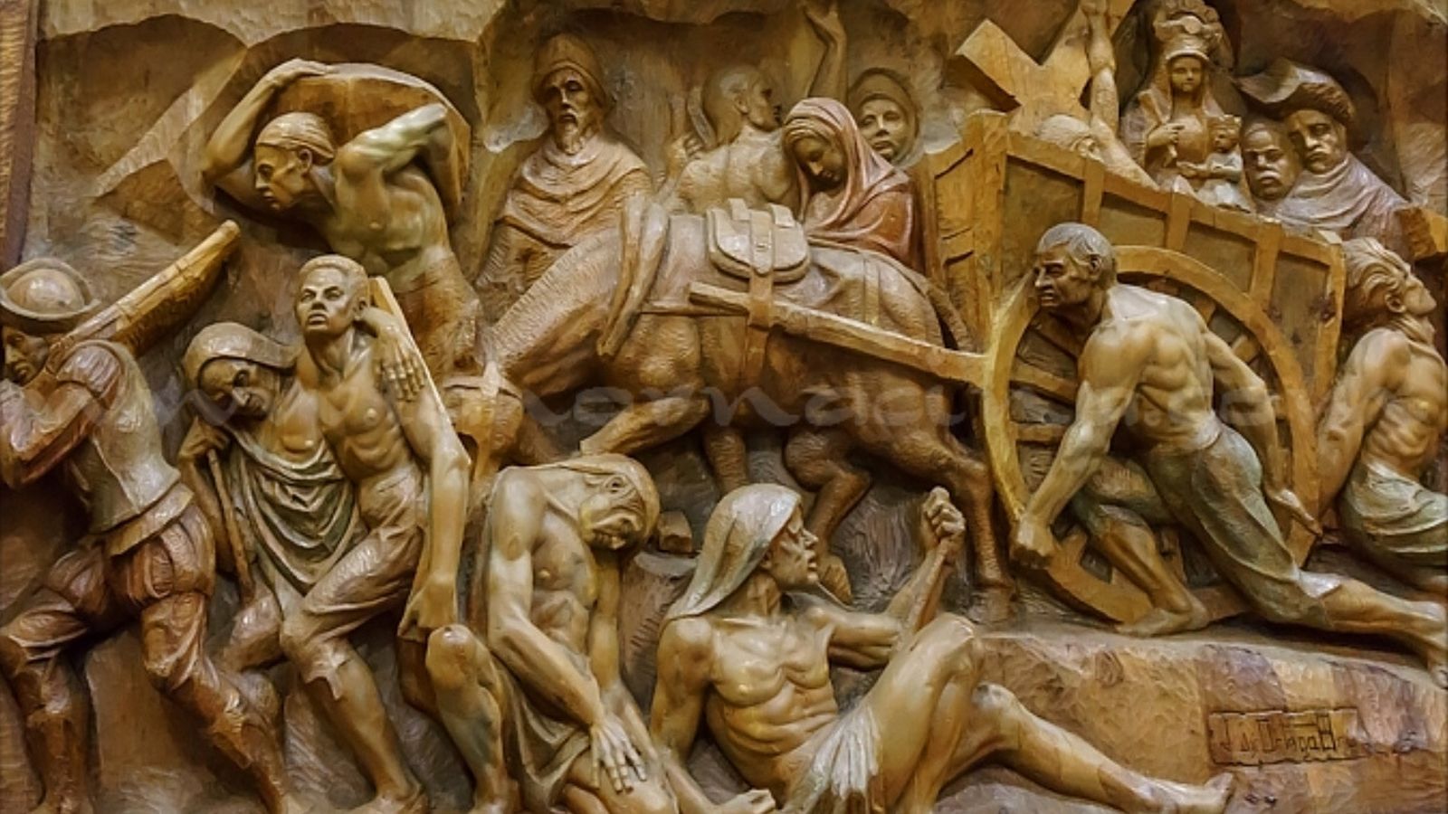 “Éxodo de Gibraltar”. Relieve en madera de José Ortega Bru (Ayuntamiento de San Roque)