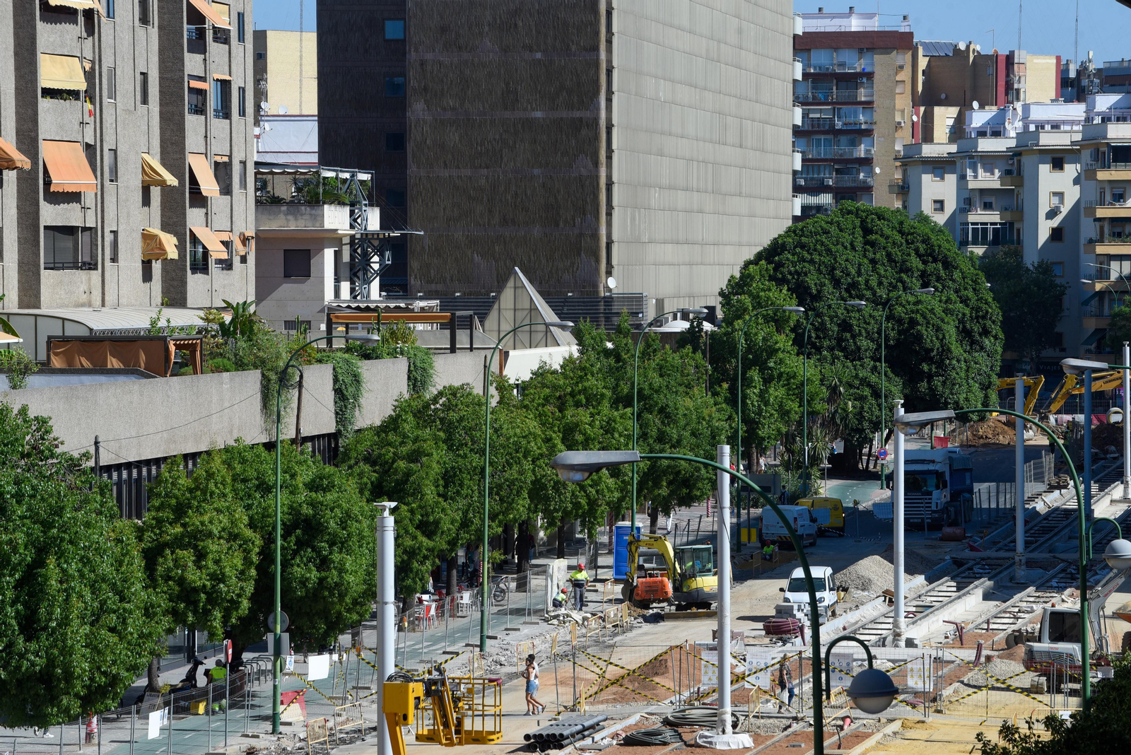 Imágenes de la situación de las obras del tranvía, en Nervión