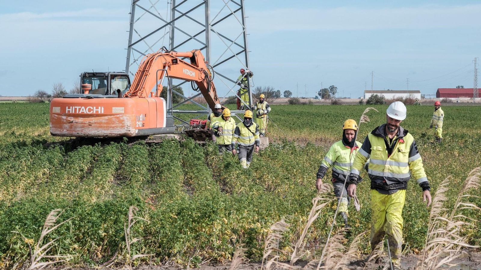 Operarios de Endesa reparan los daños causados por los temporales.