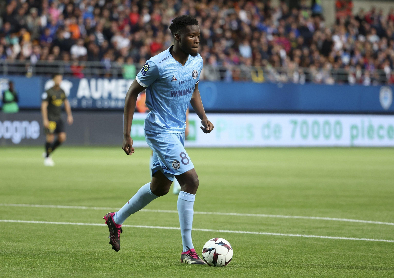 Lucien Agoumé, durante su cesión en el Troyes la pasada campaña.