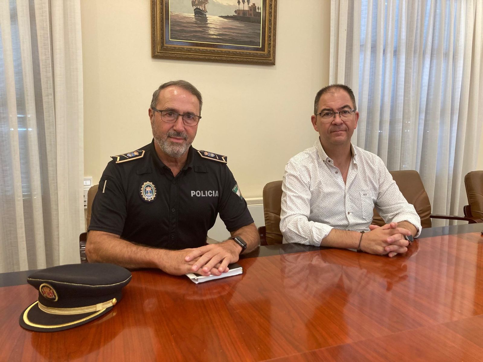 El concejal de Seguridad, Javier Marín, y el jefe de la Policía Local, Francisco Zamora.