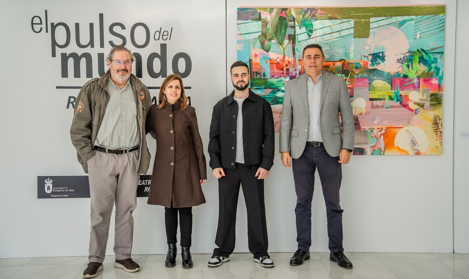 Ricardo Roldán, Mariquina Ramos, Richard García y Daniel Salcedo durante la inauguración de la exposición.